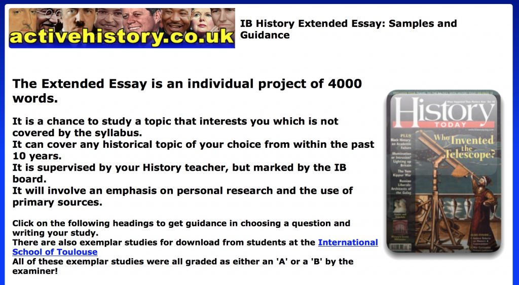 history extended essay format